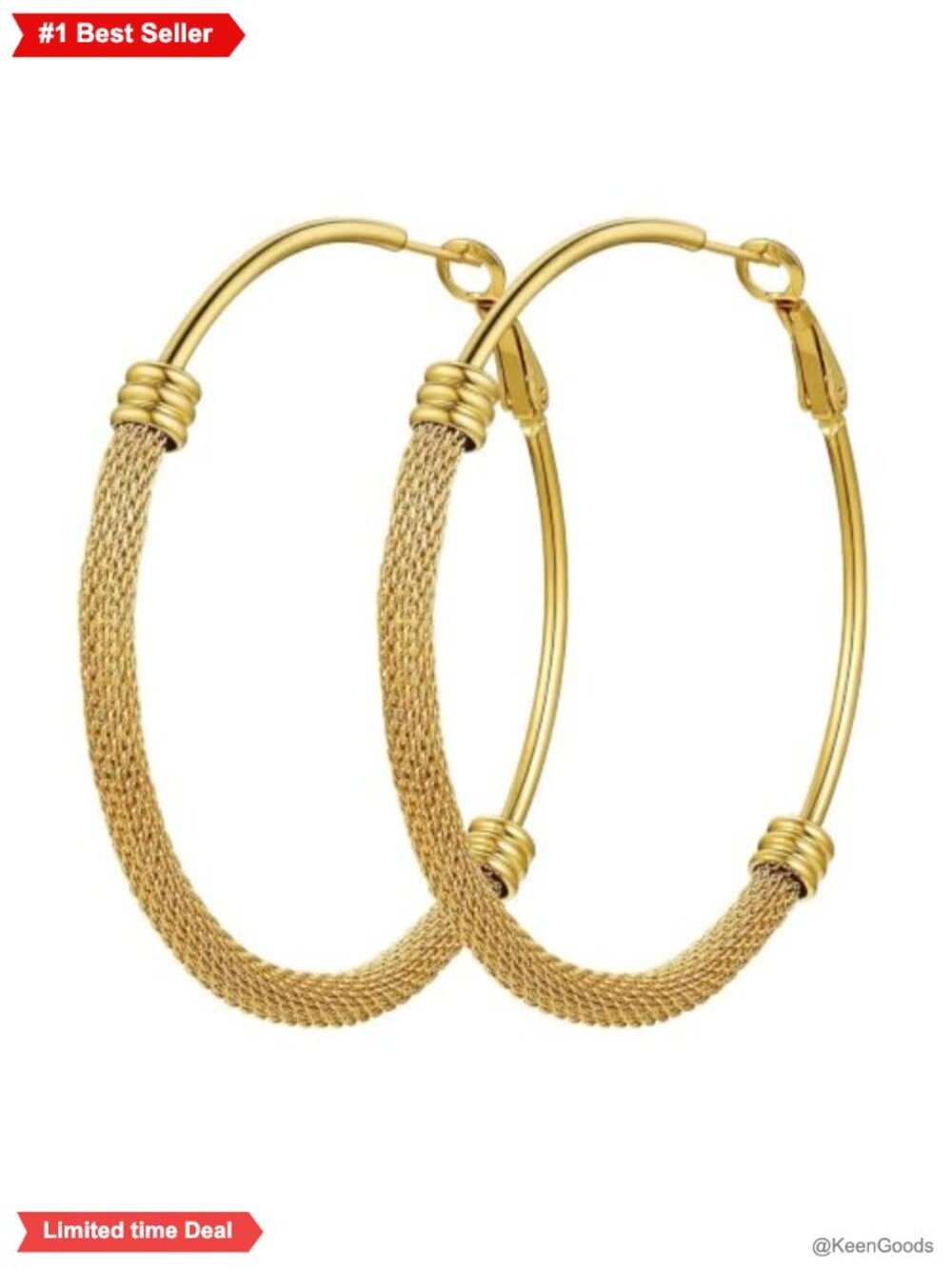 14K Gold Plated Stainless Steel Chunky Hoop Earrings Women